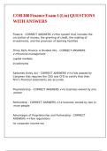 COB 300 Finance Exam 1 &lpar;Liu&rpar; QUESTIONS WITH ANSWERS