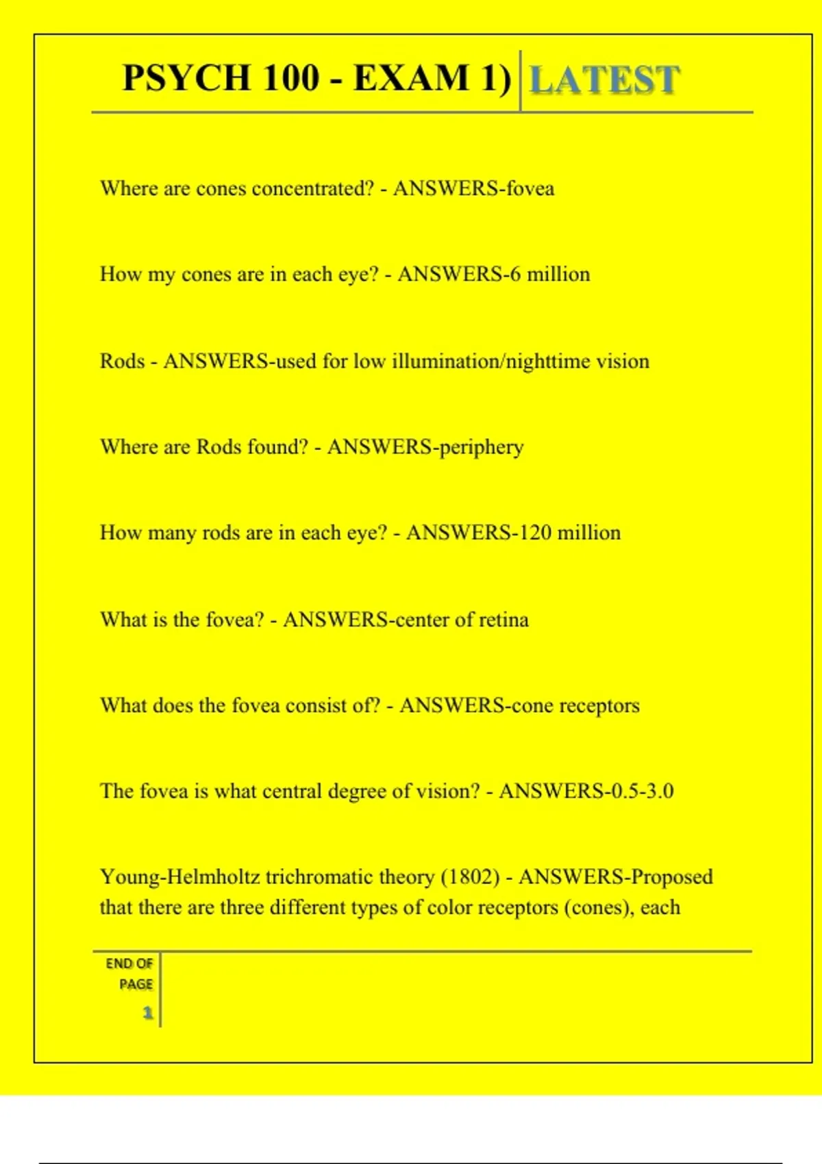 PSYCH 100 - EXAM 1 QUESTIONS AND ANSWERS 2025 - PSYCH 100 - Stuvia US