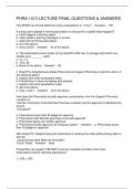PHRA 1413 LECTURE FINAL QUESTIONS & ANSWERS