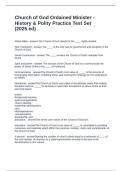 Church of God Ordained Minister - History & Polity Practice Test Set &lpar;2025 ed&rpar; Questions and Answers