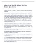 Church of God Ordained Minister Exam Questions and Answers 