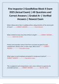 Fire inspector 2 Goodfellow Block II Exam 2025 &lpar;Actual Exam&rpar; &vert; All Questions and Correct Answers &vert; Graded A&plus; &vert; Verified Answers &vert; Newest Exam