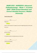 NURS 6501 &sol; NURS6501&colon; Advanced Pathophysiology &ndash; Week 1 - 6 &lpar;Latest 2025 &sol; 2026&rpar; Actual Questions and Correct Detailed Answers &vert; Walden University