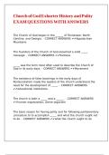 Church of God Exhorter History and Polity EXAM QUESTIONS WITH ANSWERS