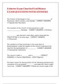 Exhorter Exam Church of God History EXAM QUESTIONS WITH ANSWERS
