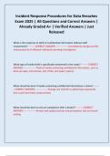 Incident Response Procedures for Data Breaches Exam 2025 &vert; All Questions and Correct Answers &vert; Already Graded A&plus; &vert; Verified Answers &vert; Just Released