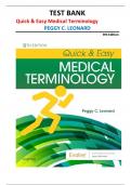 Test Bank for Quick & Easy Medical Terminology &lpar;9th Edition&rpar; by Peggy C&period; Leonard &vert;Fully covered&vert;