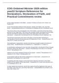 COG Ordained Minister 2025 edition year22 Scripture References for Declarations&comma; Declaration of Faith&comma; and Practical Commitments review Questions and Answers