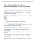 COG Ordained Ministers Exam - Declaration of Faith Review Questions with Accurate Answers