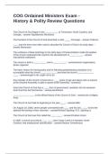 COG Ordained Ministers Exam - History & Polity Review Questions and Answers