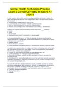 Mental Health Technician Practice Exam 1 Solved Correctly To Score A&plus; 2025&excl;&excl;&excl;