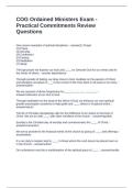 COG Ordained Ministers Exam - Practical Commitments Review Questions Graded A&plus;