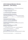 COG Ordained Ministers Review Questions - COG History Questions and Answers