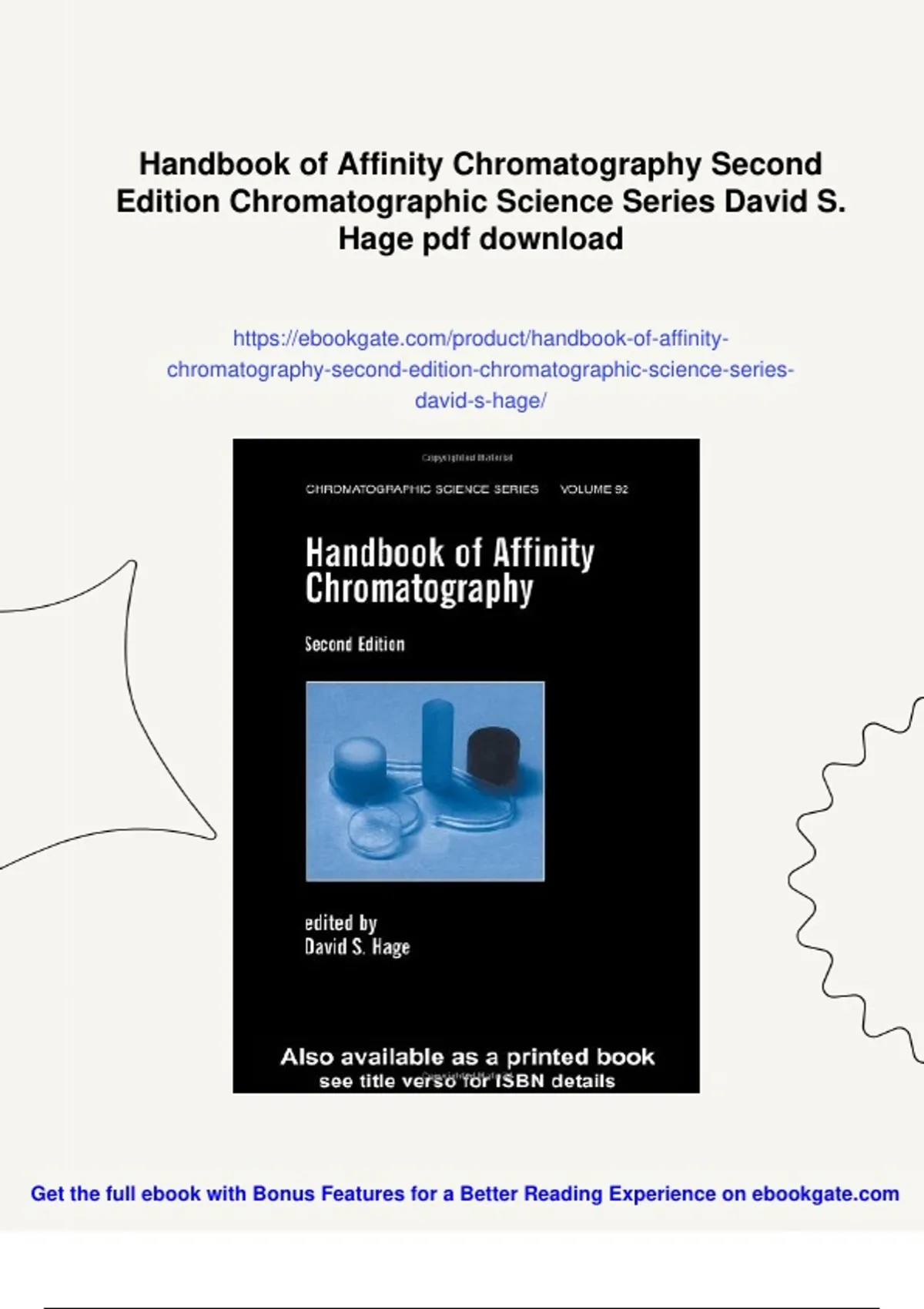 Summary Handbook of Affinity Chromatography Second Edition ...