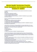 Mental Health Technician Practice Exam Questions And Answers Already Graded A&plus; 2025&excl;&excl;&excl;
