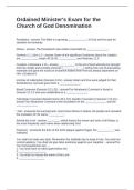 Ordained Minister-s Exam for the Church of God Denomination&period; Questions and Answers 100&percnt; Solved