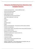 Enterprise And Marketing Exam Questions And Complete Answers 