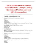 CHEM 210 Biochemistry Module 4 Exam &lpar;2025&sol;2026&rpar; &ndash; Portage Learning Questions and Verified Answers &vert; 100&percnt; Guarantee Pass