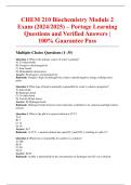 CHEM 210 Biochemistry Module 2 Exam &lpar;2024&sol;2025&rpar; &ndash; Portage Learning Questions and Verified Answers &vert; 100&percnt; Guarantee Pass