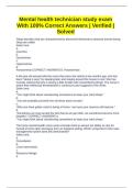 Mental health technician study exam With 100&percnt; Correct Answers &vert; Verified &vert; Solved