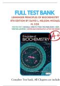 Test Bank For Lehninger Principles of Biochemistry 8th Edition By David L&period; Nelson&semi; Michael M&period; Cox &vert; 9781319228002 &vert; &vert; Chapter 1-28 &vert; All Chapters with Answers and Rationals