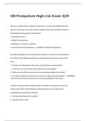 OB Postpartum High-risk Exam 3 Questions And Answers Grade A&plus;