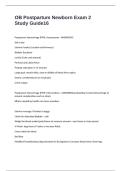 OB Postpartum Newborn Exam 2 Study Guide Questions with Completed & Verified Solutions