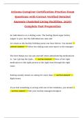 Arizona Caregiver Certification Practice Exam Questions with Correct Verified Detailed Answers &lpar;Assisted Living Facilities&comma; 2025&rpar; Complete Test Preparation