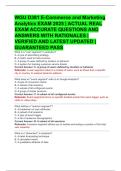 WGU D381 E-Commerce and Marketing   Analytics EXAM 2025 &vert; ACTUAL REAL  EXAM ACCURATE QUESTIONS AND  ANSWERS WITH RATIONALES &vert;  VERIFIED AND LATEST UPDATED &vert; GUARANTEED PASS 