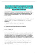ISACA Certified Information Security Manager &lpar;CISM&rpar; Prep Questions with Accurate Answers
