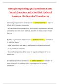 Georgia Psychology Jurisprudence Exam &lpar;2025&rpar; Questions with Verified Updated Answers &lpar;GA Board of Examiners&rpar;