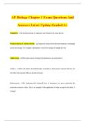 AP Biology Chapter 1 Exam Questions And Answers Latest Update Graded A