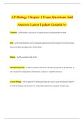 AP Biology Chapter 1 Exam Questions And Answers Latest Update Graded A&plus;