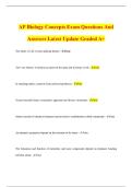 AP Biology Concepts Exam Questions And Answers Latest Update Graded A&plus; The Study of Life reveals unifying themes - true The Core Theme&colon; Evolution accounts for the unity and diversity of life - true In studying nature&comma; scientists form and test hypotheses -