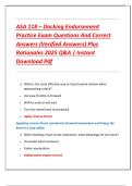 ASA 118 &ndash; Docking Endorsement  Practice Exam Questions And Correct  Answers &lpar;Verified Answers&rpar; Plus  Rationales 2025 Q&A &vert; Instant  Download Pdf