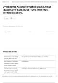 Orthodontic Assistant Practice Exam LATEST &lpar;2025&rpar; COMPLETE QUESTIONS With 100&percnt; Verified Solutions&comma;