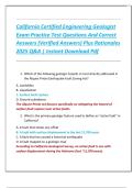 California Certified Engineering Geologist  Exam Practice Test Questions And Correct  Answers &lpar;Verified Answers&rpar; Plus Rationales  2025 Q&A &vert; Instant Download Pdf