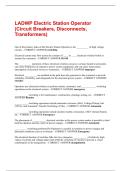 LADWP Electric Station Operator &lpar;Circuit Breakers&comma; Disconnects&comma; Transformers&rpar; Questions and Answers &vert; 2025 Update &vert; 100&percnt; Correct&period;