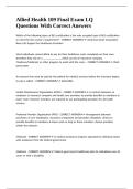 Allied Health 109 Final Exam LQ Questions With Correct Answers 
