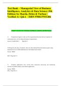 Test Bank &ndash; Managerial View of Business Intelligence&comma; Analytics & Data Science &lpar;5th Edition&comma; Sharda&comma; Delen & Turban&rpar; &vert; Verified A&plus; Questions & Answers &vert; ISBN&colon; 9780137931286