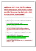 California POST Basic Certificate Exam  Practice Questions And Correct Answers  &lpar;Verified Answers&rpar; Plus Rationales 2025  Q&A &vert; Instant Download Pdf 