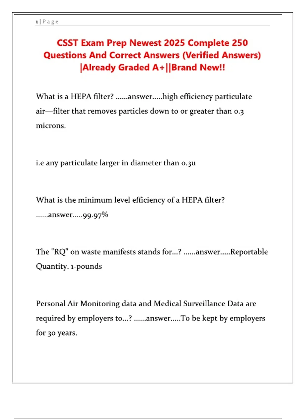 CSST Exam Prep Newest 2025 Complete 250 Questions And Correct Answers ...