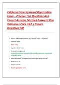 California Security Guard Registration  Exam &ndash; Practice Test Questions And  Correct Answers &lpar;Verified Answers&rpar; Plus  Rationales 2025 Q&A &vert; Instant  Download Pdf 