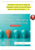 Test Bank For Yoder-Wises Leading and Managing in Canadian Nursing&comma; 2nd Edition &lpar;Waddell&comma; 2020&rpar;&comma; 9781771721677&comma; Chapter 1-32 All Chapters with Answers and Rationals