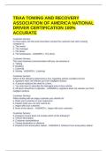  TRAA TOWING AND RECOVERY ASSOCIATION OF AMERICA NATIONAL DRIVER CERTIFICATION 100&percnt; ACCURATE
