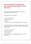 Advanced Health Assessment Midterm Review of Quiz Questions MN552 &ndash; WITH ANSWERS