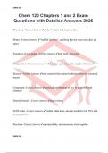Chem 120 Chapters 1 and 2 Exam Questions with Detailed Answers 2025