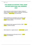 8TH GRADE US HISTORY FINAL EXAM  REVIEW QUESTIONS AND ANSWERS  2025