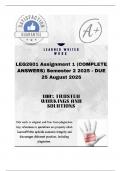 LEG2601 Assignment 1 (COMPLETE ANSWERS) Semester 2 2025 - DUE 25 August 2025;100% trusted ,comprehensive and complete reliable solution with clear explanation