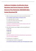 California Firefighter Certification Exam  Questions And Correct Answers &lpar;Verified  Answers&rpar; Plus Rationales 2025&sol;2026 Q&A &vert;  Instant Download Pdf
